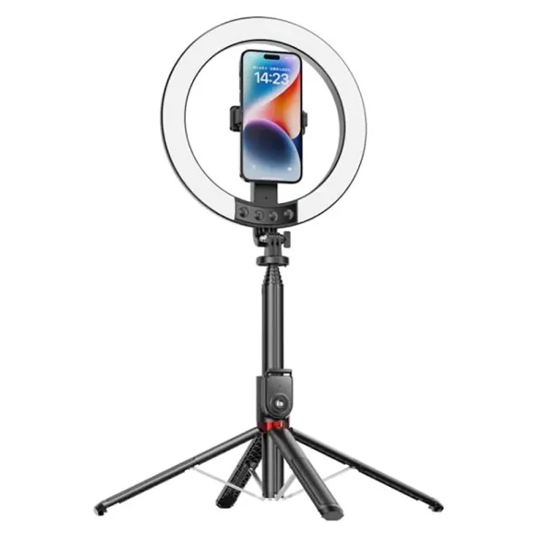 Selfie Stick with Tripod Blavec Selfie Stick Ring Lamp P-55, tripod + remote control, 25 cm +2,3m, black 2