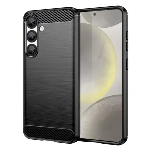 Силиконов калъф Carbon Fibre Brushed за Samsung Galaxy S26 Plus, черен