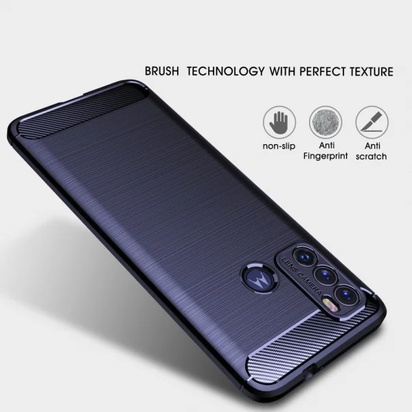 Силиконов Калъф Carbon за Motorola Moto G60, Син 3