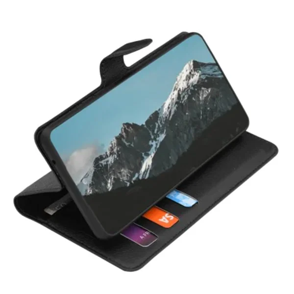 Techsuit Leather Folio Flip Case for Motorola Moto G77 / G67, black 3