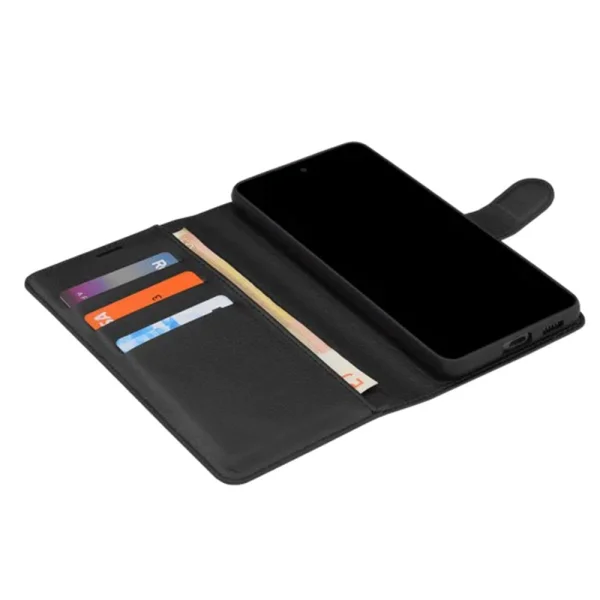 Techsuit Leather Folio Flip Case for Motorola Moto G77 / G67, black 4