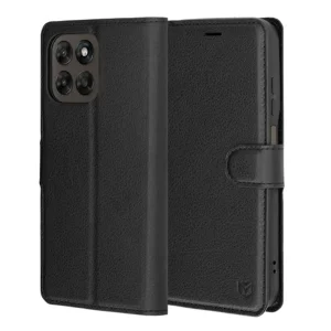 Калъф тефтер Techsuit Leather Folio за Motorola Moto G77 / G67, черен