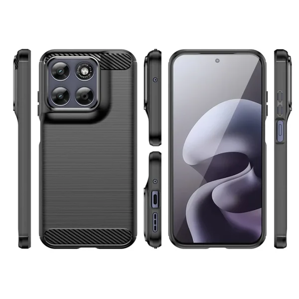 Силиконов калъф Techsuit Carbon Fibre Brushed за Motorola Moto G87 / G77 / G67, черен 4