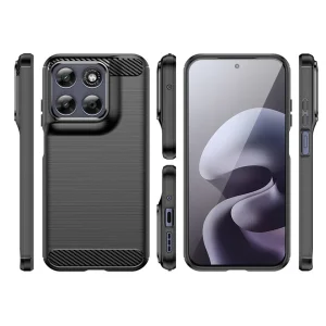 Силиконов калъф Techsuit Carbon Fibre Brushed за Motorola Moto G87 / G77 / G67, черен 4