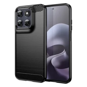 Силиконов калъф Techsuit Carbon Fibre Brushed за Motorola Moto G87 / G77 / G67, черен