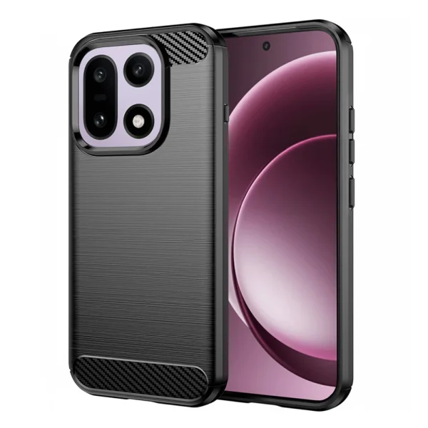 Silicone case Techsuit Carbon Fibre Brushed for OnePlus 15, black 1