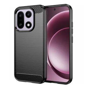Силиконов калъф Techsuit Carbon Fibre Brushed за OnePlus 15, черен