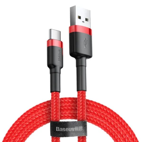 Cable Baseus CATKLF-B09 Cafule, USB-A to USB-C,QC3.0,3A,1m, red 1