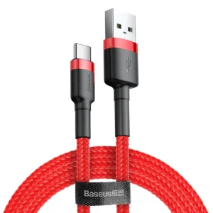 Кабел Baseus CATKLF-B09 Cafule, USB-A to USB-C,QC3.0,3A,1m, червен