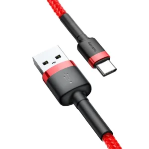 Cable Baseus CATKLF-B09 Cafule, USB-A to USB-C,QC3.0,3A,1m, red 4