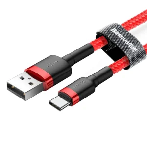 Cable Baseus CATKLF-B09 Cafule, USB-A to USB-C,QC3.0,3A,1m, red 3