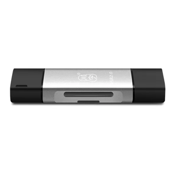 Четец за карти SD/TF OTG Memory Kawau C256Q, Type-C+USB A, сив 2