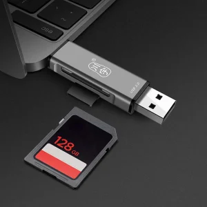 Четец за карти SD/TF OTG Memory Kawau C256Q, Type-C+USB A, сив 3