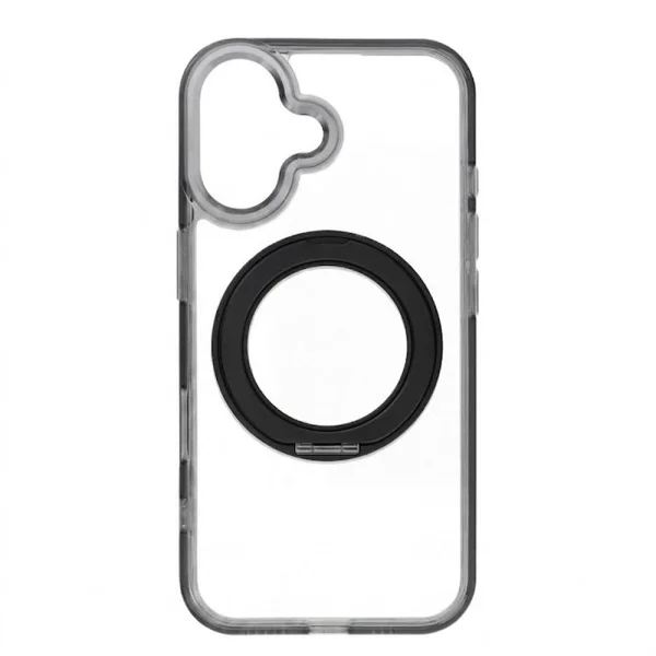 Калъф Frame Circle Stand MagSF за iPhone 16, прозрачен-черен 2