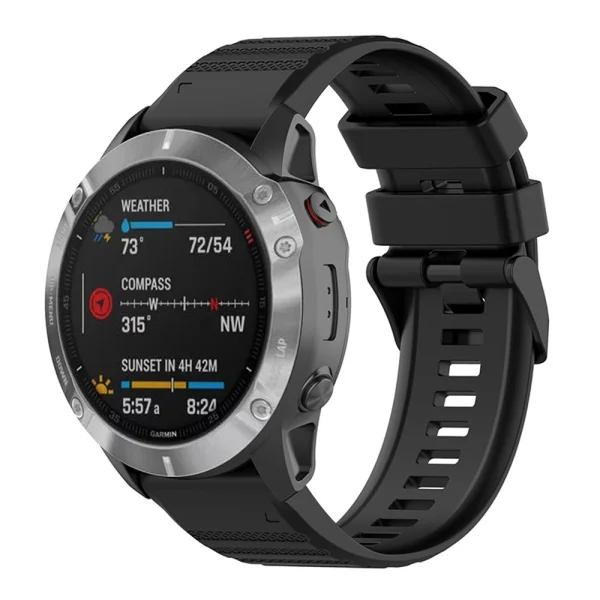 Силиконова каишка 26mm за Garmin Fenix 6X GPS/6X Pro/6X Sapphire GPS, черен 1
