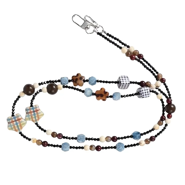 Universal phone strap Vintage 120cm, dark brown-blue 2
