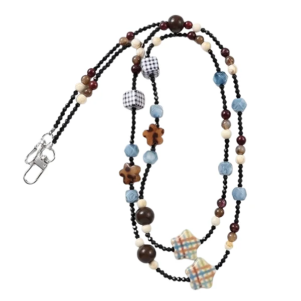Universal phone strap Vintage 120cm, dark brown-blue 1