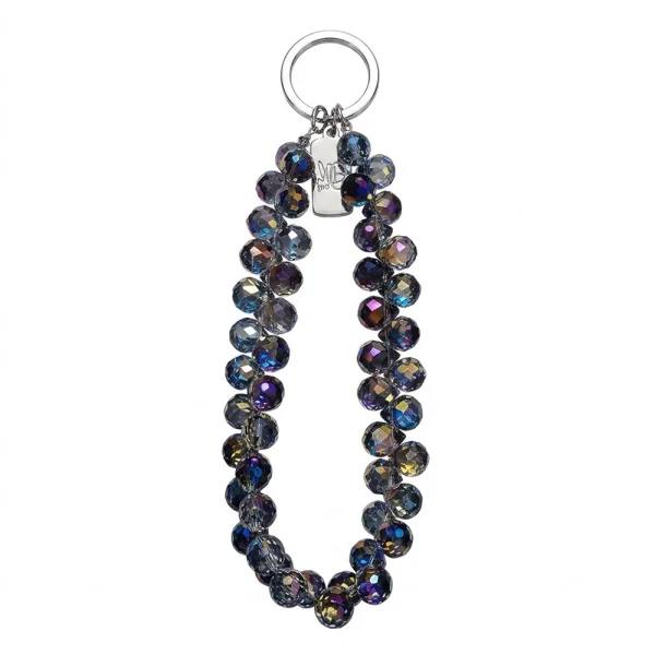Universal phone strap 14cm Crystal Bead Clear, dark purple 1