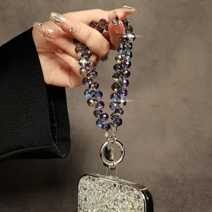 Universal phone strap 14cm Crystal Bead Clear, dark purple 5