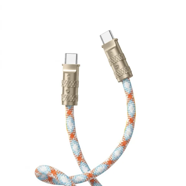 Универсална връзка за телефон Essager 30cm с кабел 1.2m, Type-C към Type-C Cable, 60W, Fast Charging, червен-син 3