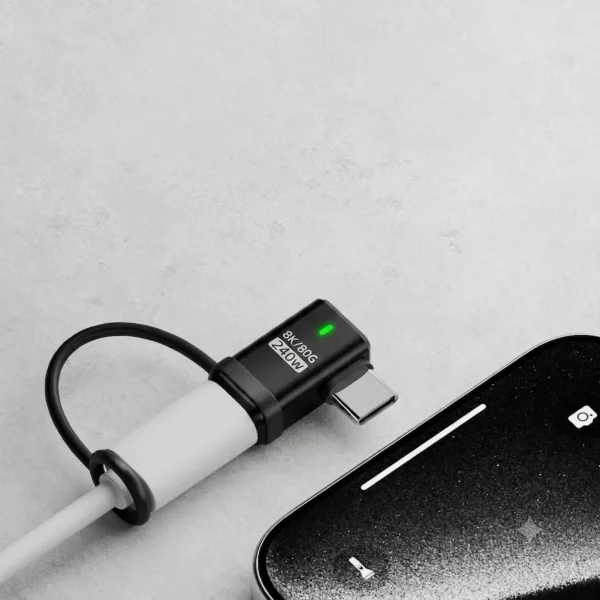 PD Adapter, 240W, Angled, Male to Female, Type-C, black 3