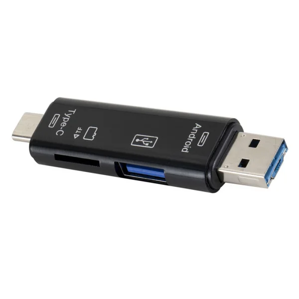 Четец за карти 5 in 1 Multifunction Micro USB Type-C TF Card OTG Adapter, черен 2