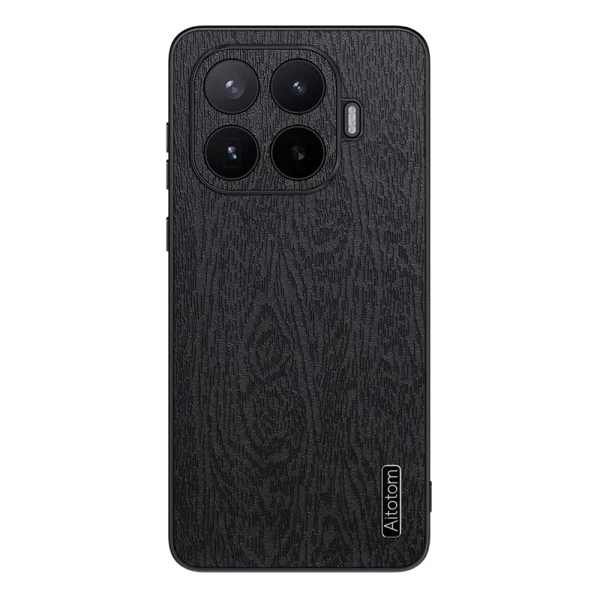 Shockproof case Wood Texture Leather for Xiaomi 17T, black 1