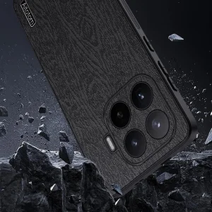Shockproof case Wood Texture Leather for Xiaomi 17T, black 3