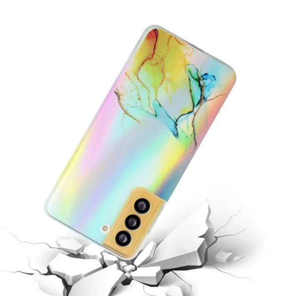 Marble silicone case for Samsung Galaxy S21 FE, Blue and yellow 2