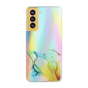 Силиконов калъф Marble за Samsung Galaxy S21 FE, Синьо и жълто