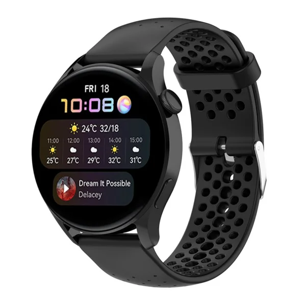 Силиконова каишка 22mm за Samsung Garmin Huawei Amazfit Smart Watch, черен 1