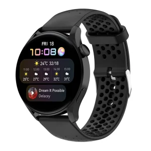 Силиконова каишка 22mm за Samsung Garmin Huawei Amazfit Smart Watch, черен