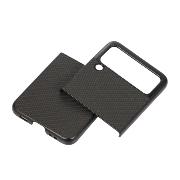 Удароустойчив калъф Leather Carbon Fiber за Samsung Galaxy Z Flip 3, Черен 2