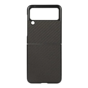 Удароустойчив калъф Leather Carbon Fiber за Samsung Galaxy Z Flip 3, Черен