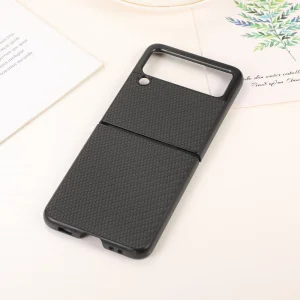 Удароустойчив калъф Leather Carbon Fiber за Samsung Galaxy Z Flip 3, Черен 3