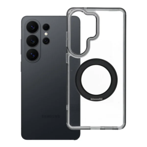 Калъф Frame Circle Stand MagSF за Samsung Galaxy S26 Ultra, прозрачен-черен 1