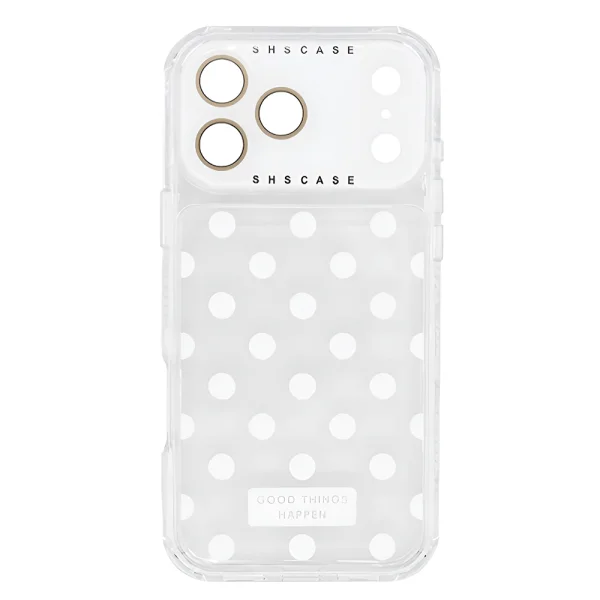 Удароустойчив калъф Polka Dot Pattern and Strap за iPhone 18 Pro, бял 1