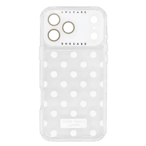 Удароустойчив калъф Polka Dot Pattern and Strap за iPhone 18 Pro, бял