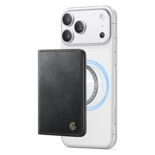 Магнитен портфейл-поставка PU Caseme ME80, съвместим с MagSF, RFID блокиращ, черен 1