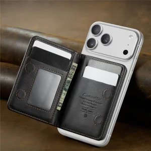 Магнитен портфейл-поставка PU Caseme ME80, съвместим с MagSF, RFID блокиращ, черен 4
