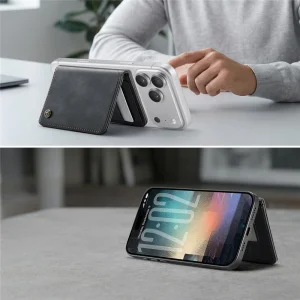 Магнитен портфейл-поставка PU Caseme ME80, съвместим с MagSF, RFID блокиращ, черен 5