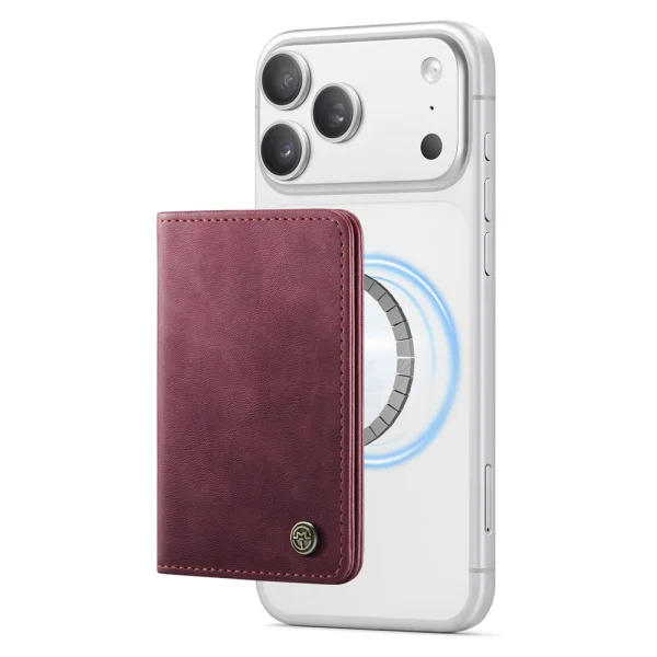 Магнитен портфейл-поставка PU Caseme ME80, съвместим с MagSF, RFID блокиращ, червен 3