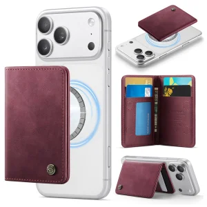 Магнитен портфейл-поставка PU Caseme ME80, съвместим с MagSF, RFID блокиращ, червен
