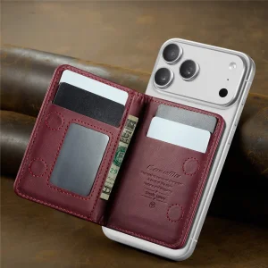 Магнитен портфейл-поставка PU Caseme ME80, съвместим с MagSF, RFID блокиращ, червен 4