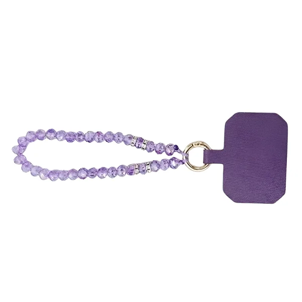 Универсална връзка за телефон Chain Crystal Rhinestone Pearl Lanyard, 11см, лилав 2