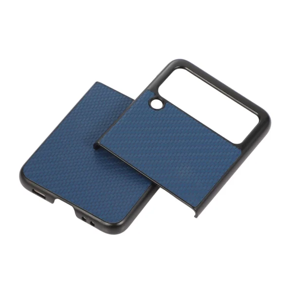 Удароустойчив калъф Leather Carbon Fiber за Samsung Galaxy Z Flip 3 ,Син 2