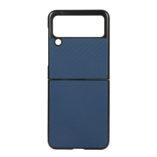 Удароустойчив калъф Leather Carbon Fiber за Samsung Galaxy Z Flip 3 ,Син 1
