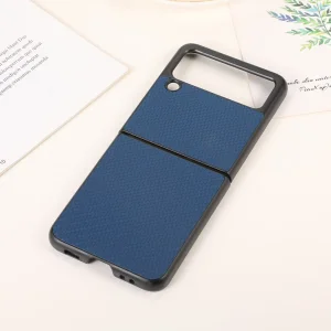 Удароустойчив калъф Leather Carbon Fiber за Samsung Galaxy Z Flip 3 ,Син 3
