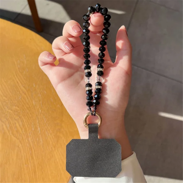 Universal phone strap 11cm Phone Wrist Strap Beads Bracelet, black 4
