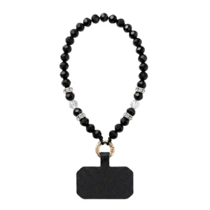 Универсална връзка за телефон 11cм Phone Wrist Strap Beads Bracelet, черен